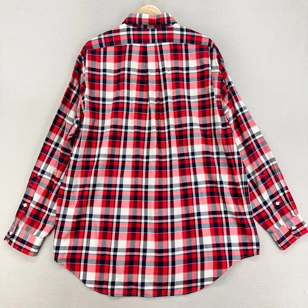 VTG Polo Ralph‎ Lauren WHITFIELD Shirt Mens Large Red Plaid Long Sleeve Cotton